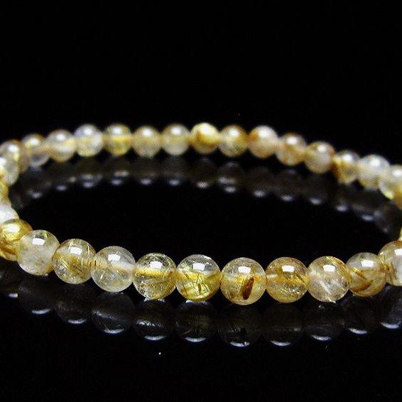 ゴールドタイチンルチル ブレスレット 5mm t171-7977 : 誠安天然石専門