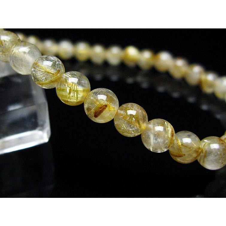 ゴールドタイチンルチル ブレスレット 5mm t171-7977 : 誠安天然石専門