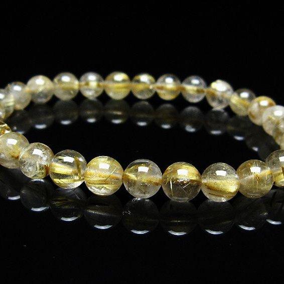 ゴールドタイチンルチル ブレスレット 7mm t171-7989 : 誠安天然石専門