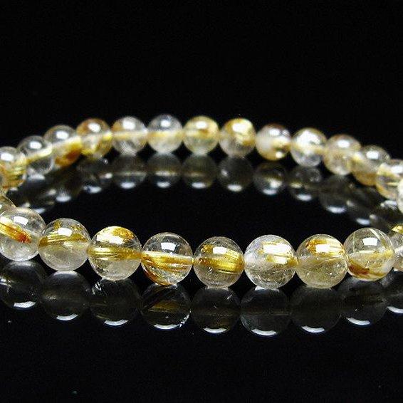 ゴールドタイチンルチル ブレスレット 7mm t171-7992 : 誠安天然石専門