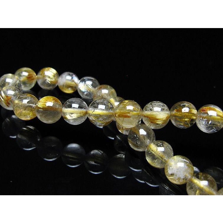 ゴールドタイチンルチル ブレスレット 7mm t171-7992 : 誠安天然石専門