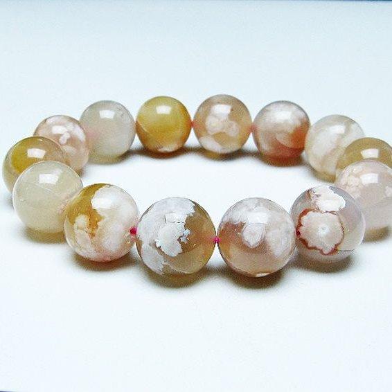 桜メノウ チェリーブロッサムアゲート ブレスレット 16mm t213-1785 