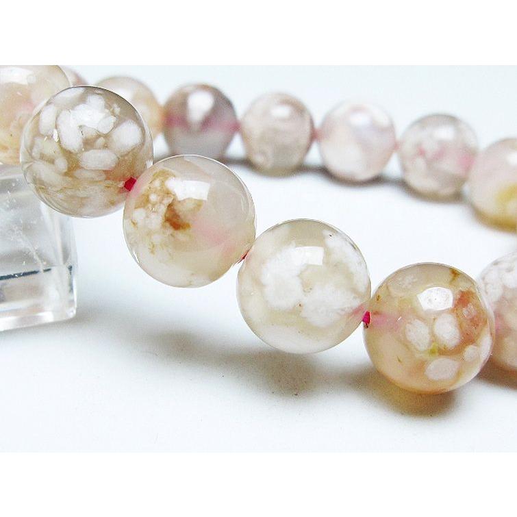 桜メノウ チェリーブロッサムアゲート ブレスレット 14mm t213-1854 