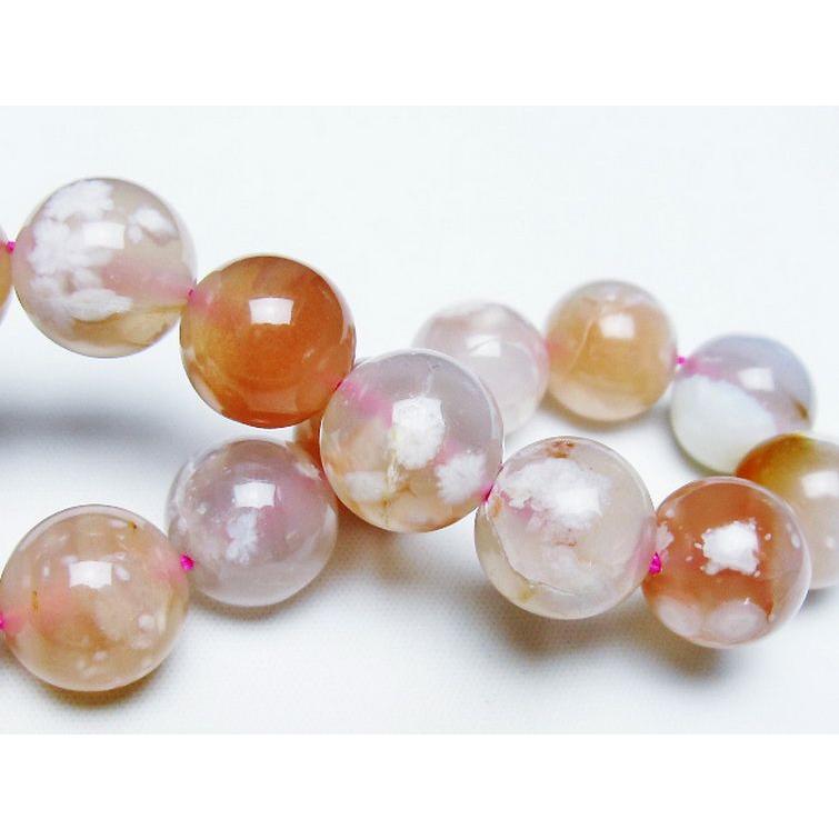 桜メノウ チェリーブロッサムアゲート ブレスレット 14mm t213-1900 