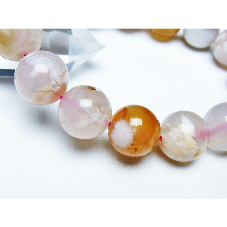 桜メノウ チェリーブロッサムアゲート ブレスレット 14mm t213-1961