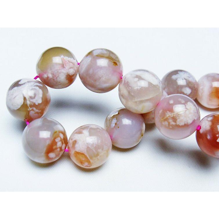 桜メノウ チェリーブロッサムアゲート ブレスレット 15mm t213-1969 