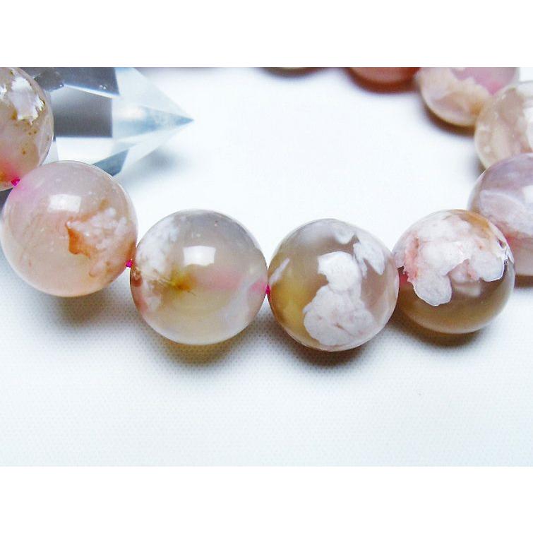 桜メノウ チェリーブロッサムアゲート ブレスレット 15mm t213-1969 