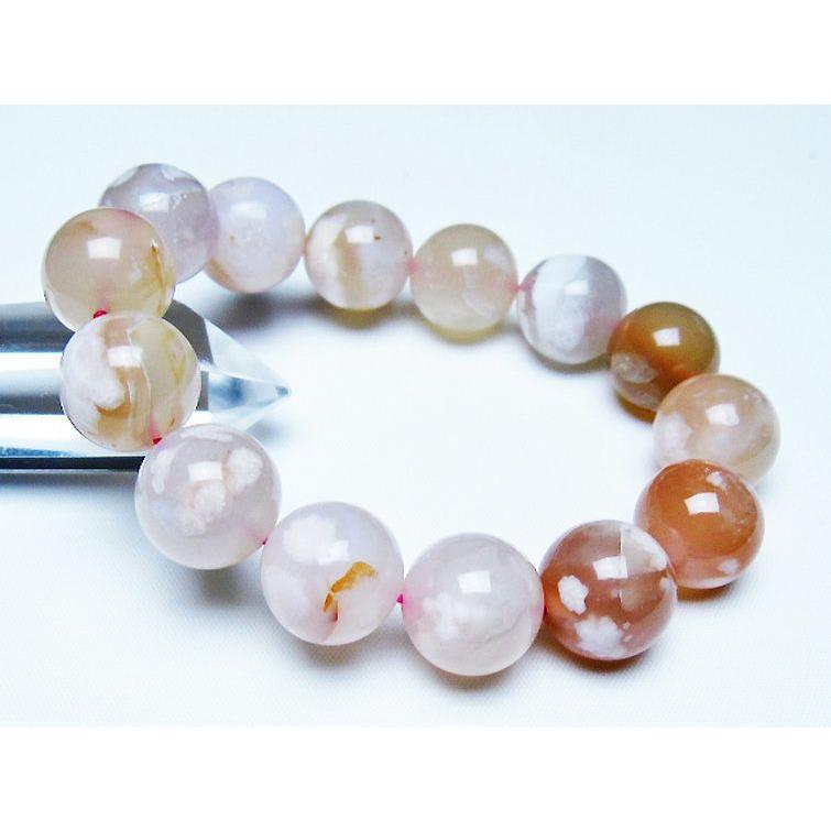 桜メノウ チェリーブロッサムアゲート ブレスレット 16mm t213-2019 