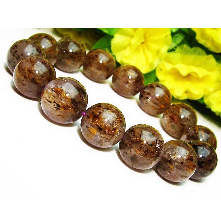 カコクセナイト インクォーツ ブレスレット 16mm t226-447 : 誠安