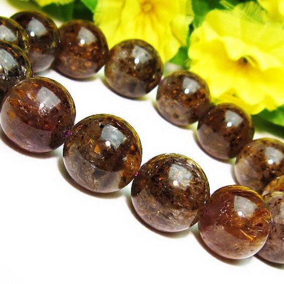 カコクセナイト インクォーツ ブレスレット 15mm t226-469 : 誠安