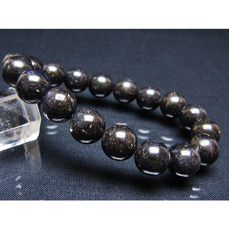 ブラックオパール ブレスレット 11mm t249-4558 : 誠安天然石専門店