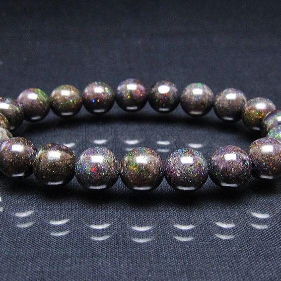 ブラックオパール ブレスレット 10mm t249-4686 : 誠安天然石専門店