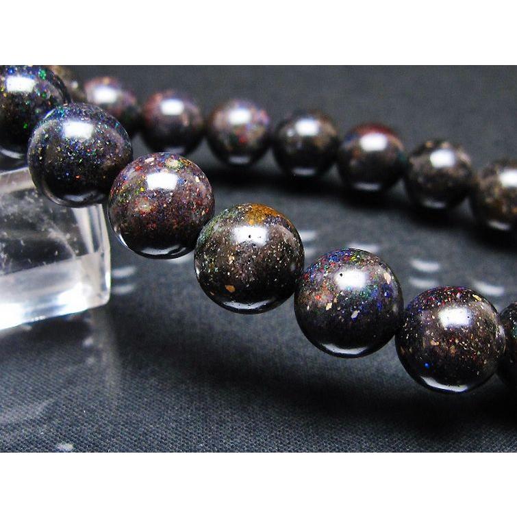 ブラックオパール ブレスレット 11mm t249-4809 : 誠安天然石専門店