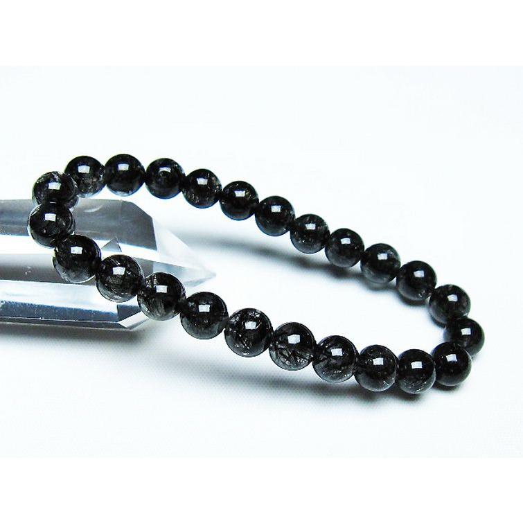 ルチルクォーツ ブレスレット ブラックルチル 8mm t257-7302 : 誠安