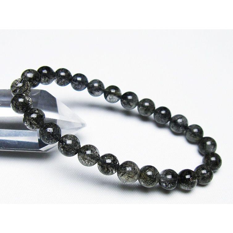 ブラックルチルクォーツ ブレスレット 7mm t257-7791 : 誠安天然石専門