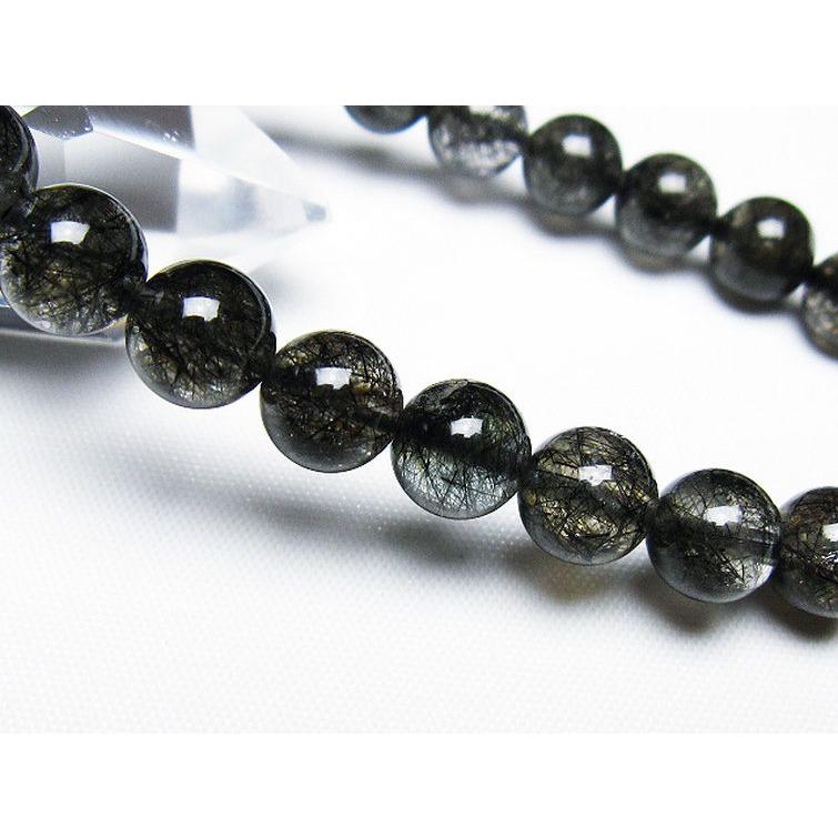 【インタリヨ】水晶「龍」-2 (ブラックルチル入) ルチルクォーツ ブレスレット ブラックルチル 8mm t257-7793 : 誠安