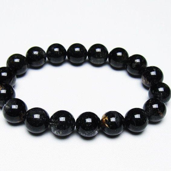 ルチルクォーツ ブレスレット 約11mm ブラックルチルクォーツ ブレスレット 11mm t257-7902 : 誠安天然石