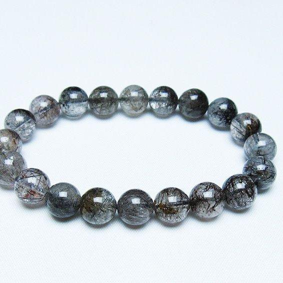 稀少 プラチナルチル 上質ブレスレット 10mm ブラックルチルクォーツ ブレスレット 10mm t257-7977 : 誠安天然石