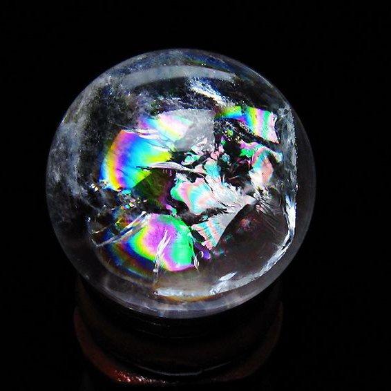 水晶丸玉　虹入り 虹入り水晶丸玉（丸玉）【R-Quartz24-003】