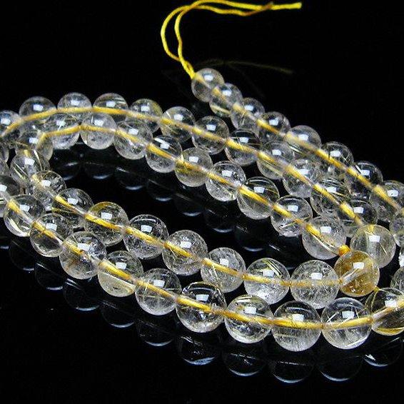 ルチルクォーツ 一連 ゴールドタイチンルチル 7mm t320-3765 : 誠安