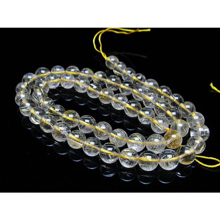 ルチルクォーツ 一連 ゴールドタイチンルチル 7mm t320-3765 : 誠安