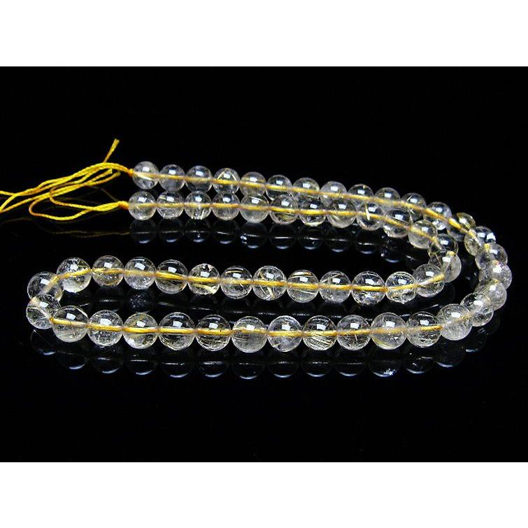 ルチルクォーツ 一連 ゴールドタイチンルチル 7mm t320-3765 : 誠安