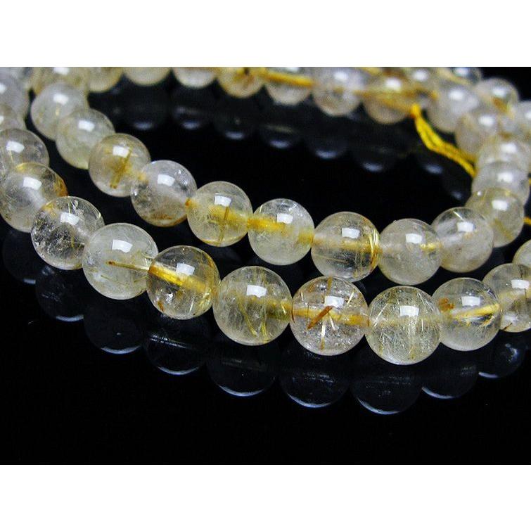 ルチルクォーツ 一連 ゴールドタイチンルチル 7mm t320-3773 : 誠安