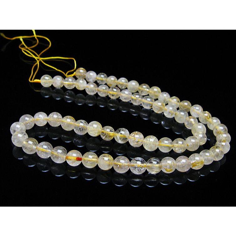 ルチルクォーツ 一連 ゴールドタイチンルチル 7mm t320-3773 : 誠安