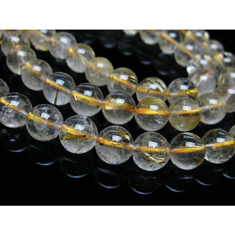 だいすけさん専用水晶　ホワイト共生ゴールドルチルクォーツ 約4.98cm ルチルクォーツ 一連 ゴールドタイチンルチル 7mm t320-3774 : 誠安