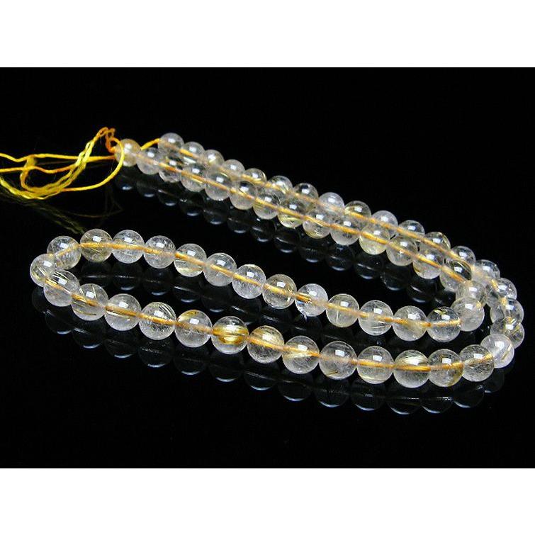 ルチルクォーツ 一連 ゴールドタイチンルチル 7mm t320-3774 : 誠安