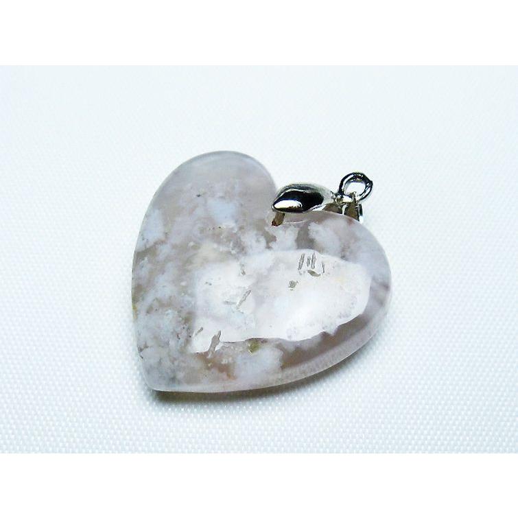 桜メノウ チェリーブロッサムアゲート ハート ペンダント t335-3207