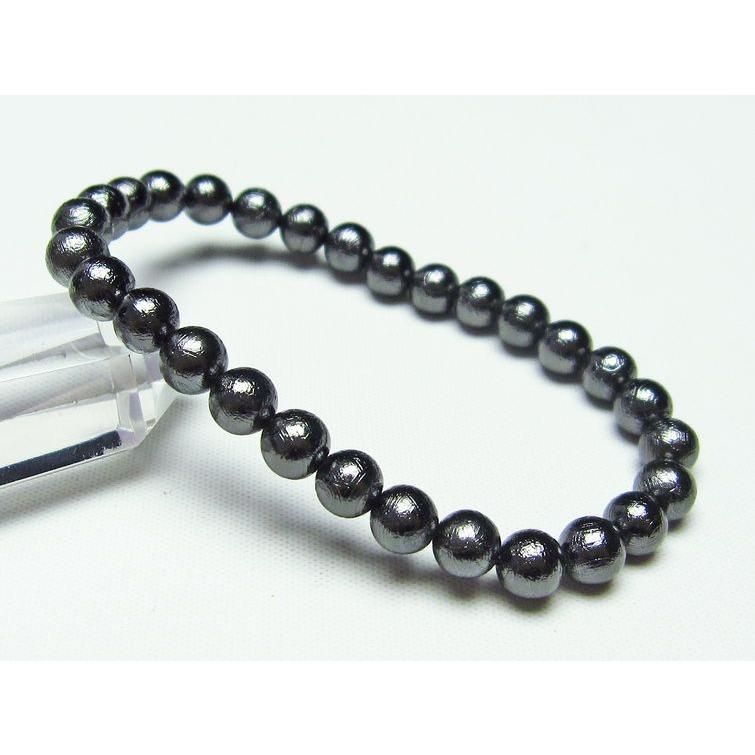 ブラックギベオン メテオライト ブレスレット 6mm t352-1624 : 誠安
