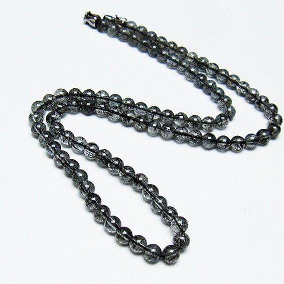 ブラックルチルクォーツ ネックレス 5mm t354-5953 : 誠安天然石専門店 