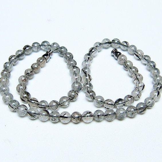 ルチルクォーツ ネックレス ブラックルチル 6mm t354-6359 : 誠安 