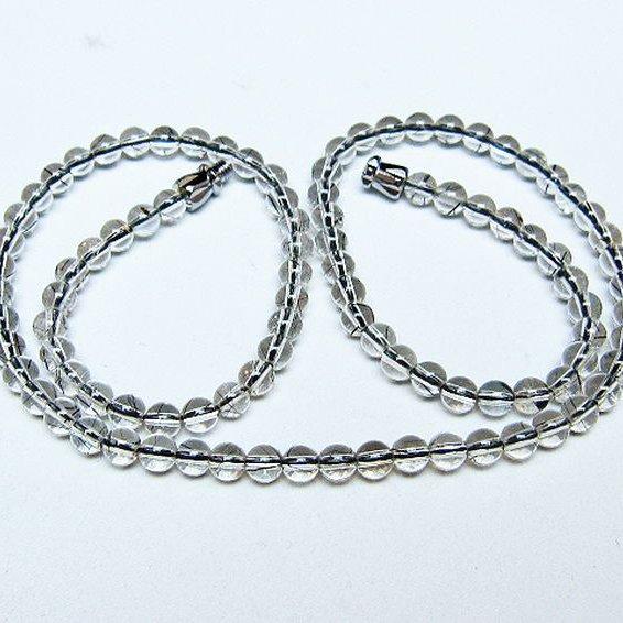 ルチルクォーツ ネックレス ブラックルチル 4mm t354-6440 : 誠安