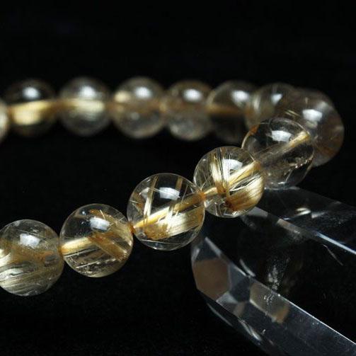ルチルクォーツ ブレスレット ゴールドタイチンルチル 9mm t36-5340