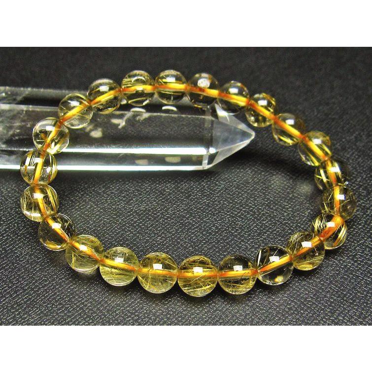 ルチルクォーツ ブレスレット ゴールドタイチンルチル 8mm t36-5753