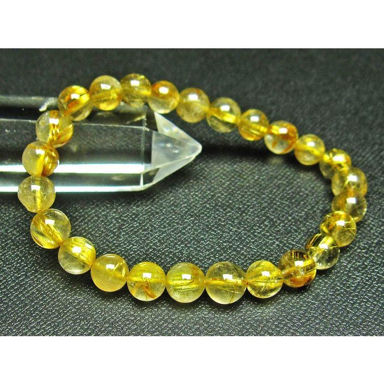 ルチルクォーツ ブレスレット ゴールドタイチンルチル 7mm t36-5804