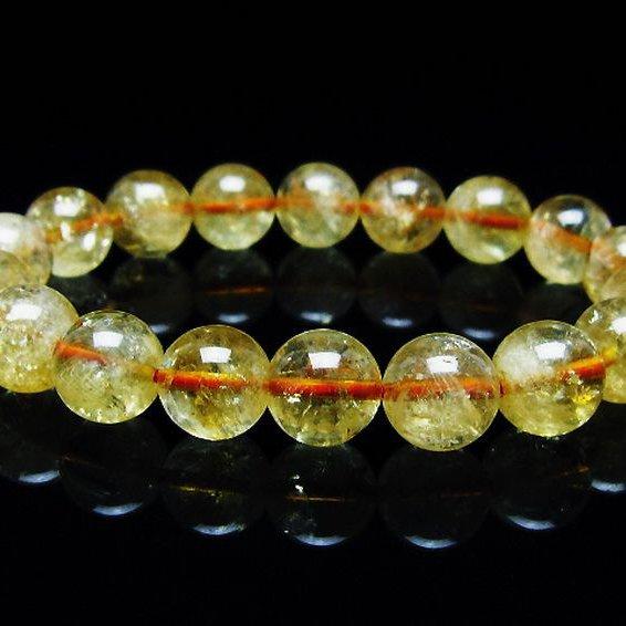 虹入り シトリン ブレスレット 11mm t366-13246 : 誠安天然石専門店