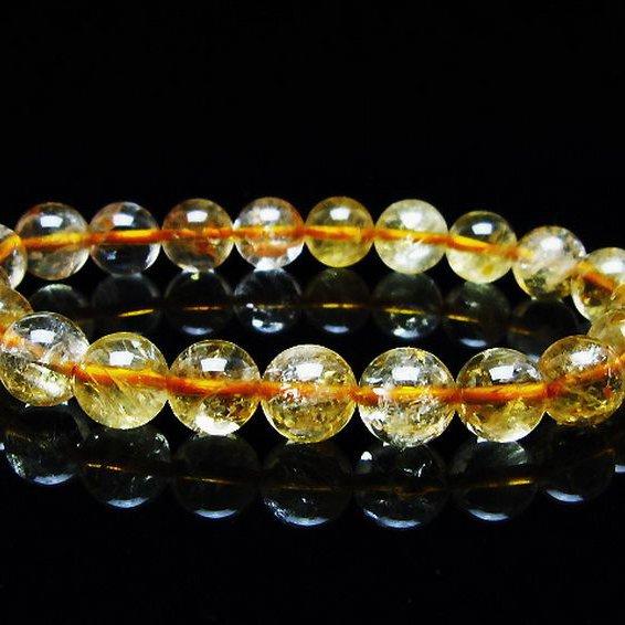 虹入り シトリン ブレスレット 9mm t366-13396 : 誠安天然石専門店