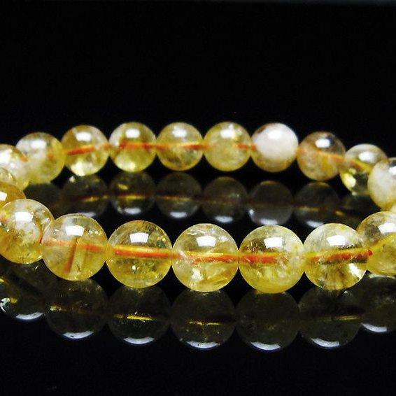 虹入り シトリン ブレスレット 9mm t366-13611 : 誠安天然石専門店