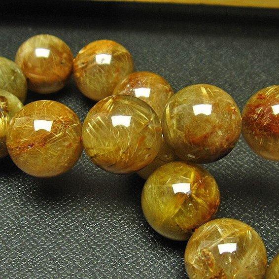 放射ルチルクォーツ（金針ルチル水晶） ブレスレット 14mm t38-1174 
