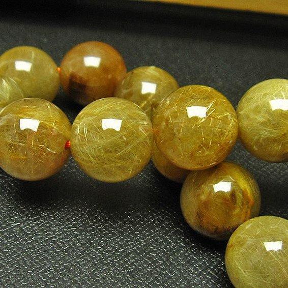 放射ルチルクォーツ（金針ルチル水晶） ブレスレット 14mm t38-1175 