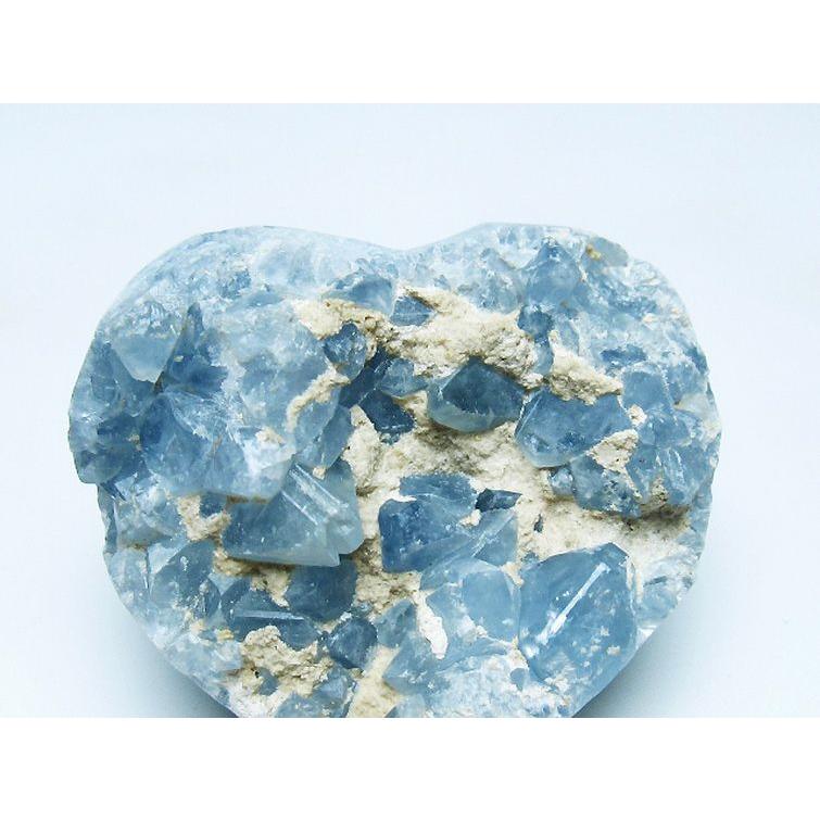 セレスタイト 天青石 ハートシェイプ 原石 t385-14683 : 誠安天然石