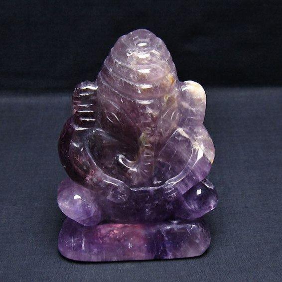 アメジスト ガネーシャ 彫刻品 置物 t42-655 : 誠安天然石専門店
