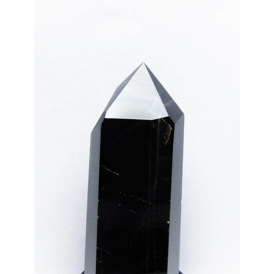 新品□送料無料□ M0670 レインボーモリオン 黒水晶 六角柱200mm1.4Kg