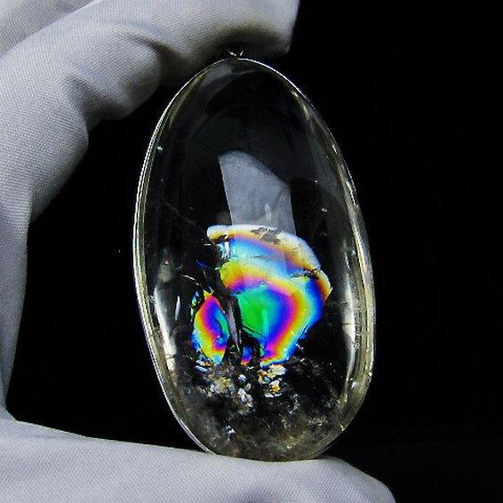 虹入り ライトニング水晶 ペンダント t436-2766 : 誠安天然石専門店