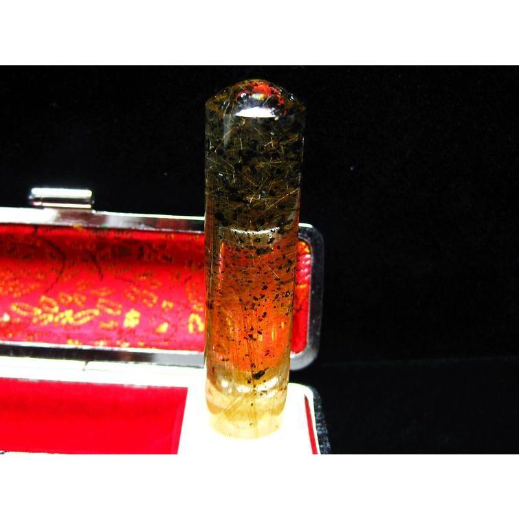 豪華ルチルクォーツ（金針ルチル水晶） 印材 t44-627 : 誠安