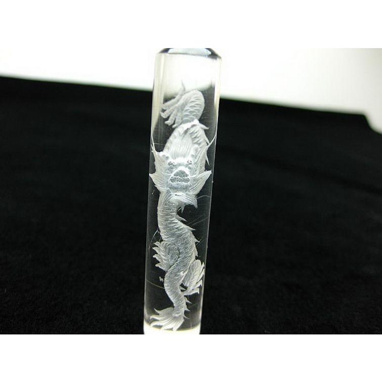 ルチル 水晶 印材 (12mm) 中彫 龍 本水晶 パワーストーン 天然石 t45-8