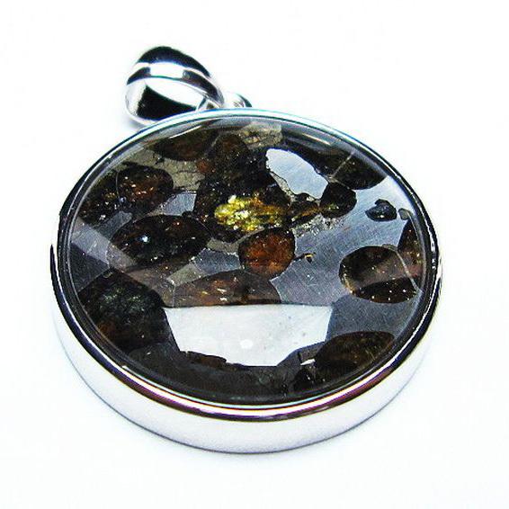 パラサイト隕石 かんらん石 ペンダント t453-3135